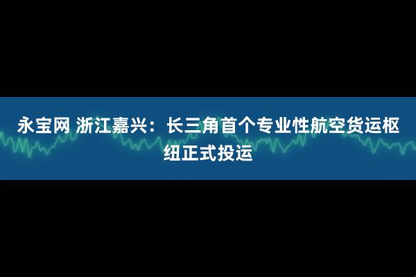 永宝网 浙江嘉兴：长三角首个专业性航空货运枢纽正式投运